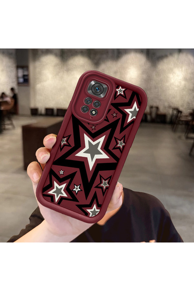 ucuc حافظة Redmi Note 11 متوافقة مع غطاء من السيليكون باللون الأحمر الداكن ال...