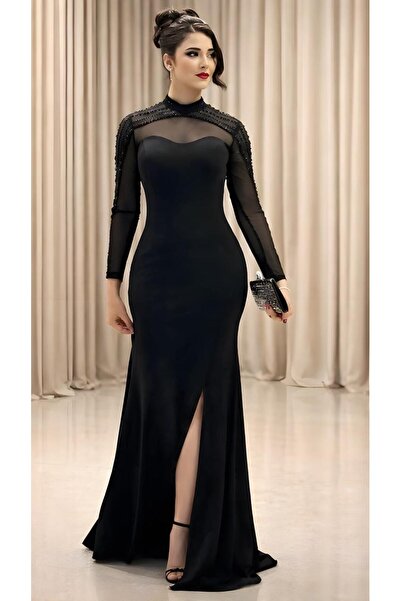 Othea فستان نسائي اسود بتطريز فخم