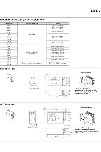 Omron S82Y-FSC050DIN DIN Rail Mounting Bracket