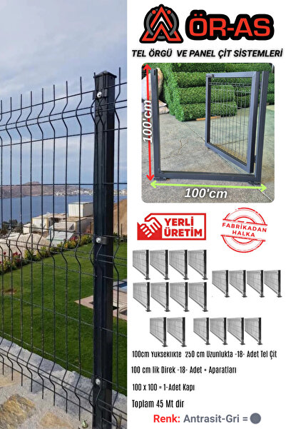 ÖR-AS TEL ÖRGÜ & PANEL ÇİT SİSTEMLERİ Panel Çit Takım ( 100 Cm Yükseklik 45 m...