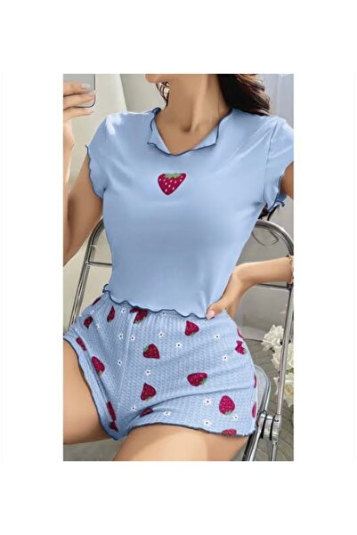 Redsaks Strawberry Patterned Shorts Pajama Set