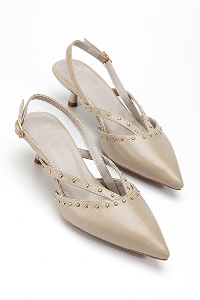 ELEVAM Stone Embellished Drape Detailed Low Heeled Women's Evening Dress Shoes