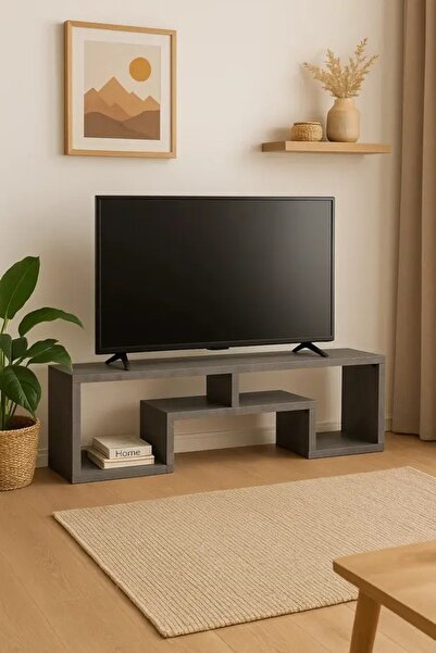 N.zone Modern wooden TV stand - open shelf entertainment console measuring 16...