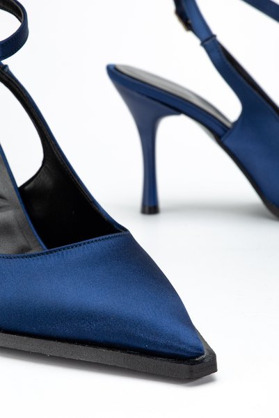 ELEVAM Women's Pointed Toe Thin Heeled Shoes Navy Blue