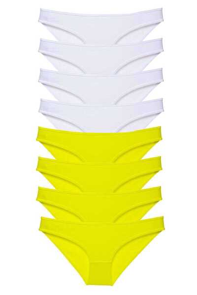 Mestore 8 Pieces Super Eco Set Lycra Women's Slip Panties Yellow White