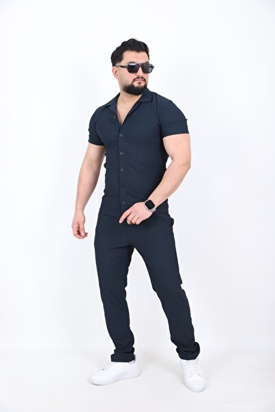 L-KOM Men's Otoban Ribbed Short Sleeve Set – Zipper Pocket