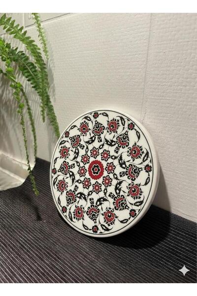 Eren Çini Seramiği Handmade Tile Patterned Ceramic Trivet - Heat Resistant, 16 cm