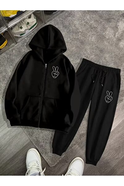 AEMİ Set jachetă și pantaloni de trening cu imprimeu pentru copii, cu fermoar