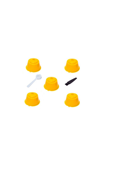 OEM Set 5 Capsule cafea, reincarcabile, compatibil Dolce Gusto, galben, cu pe...