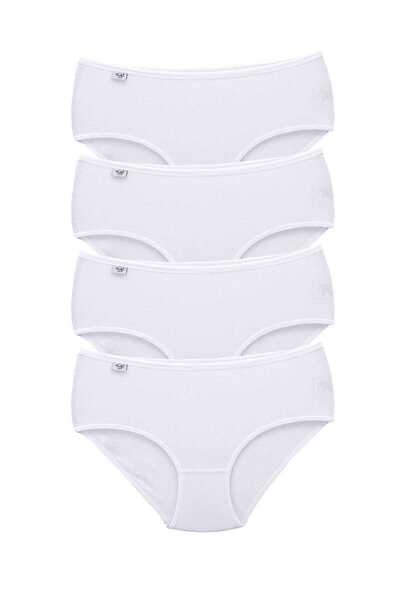 Mestore 4 Pieces Tutku Women's High Waist Bato Thin Rubber Panties White