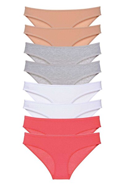 Mestore 8 Pieces Super Eco Set Lycra Women's Slip Panties Skin Gray White Fuc...