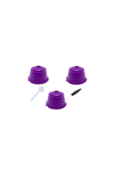 OEM Set 3 Capsule cafea, reutilizabile, compatibil Dolce Gusto, violet, cu pe...