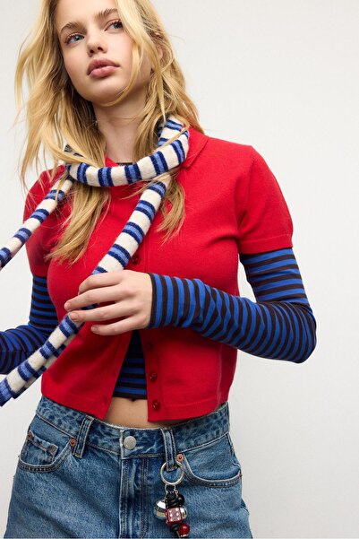 Stradivarius Kısa kollu polo yaka triko kazak