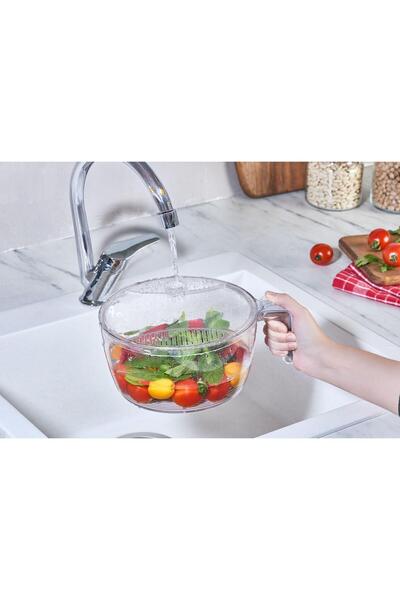 MHT Rice & Vegetable Washing Container with Strainer, Faucet Inlet and Lid (U...