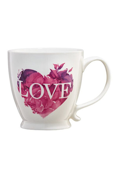 Ambition Love Letters mug with base, heart pattern, porcelain, 480 ml, White/...