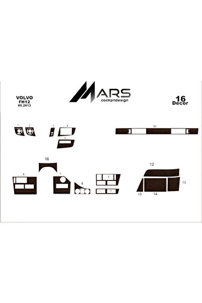 Marscockpitdesign غطاء لوحة القيادة المتوافق مع فولفو FH 2013 16 قطعة