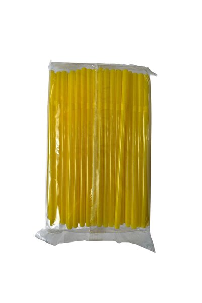 omeyva Körüklü Sarı Kalın Kokteyl Buzlu Soğuk İçecek Pipet - 22 Cm. - 8 mm. -...