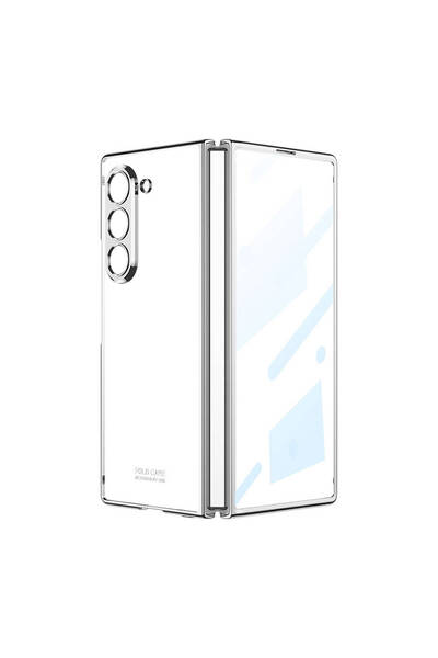 Giz Story حافظة جالاكسي زد فولد 6 من جي زد إس تي بغطاء زجاجي كامل - فضي