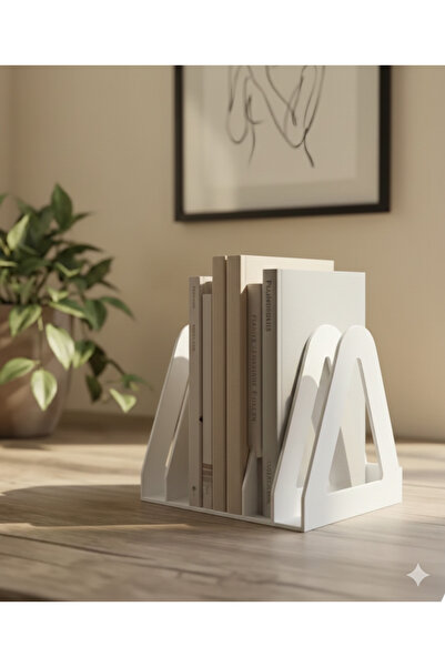 designode PRISM Modern Dekoratif Kitap Tutucu - Beyaz