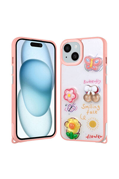 Giz Story حافظة آيفون 15 بلس من GZST Cevze مع تصميم منقوش باللون الفضي اللامع...