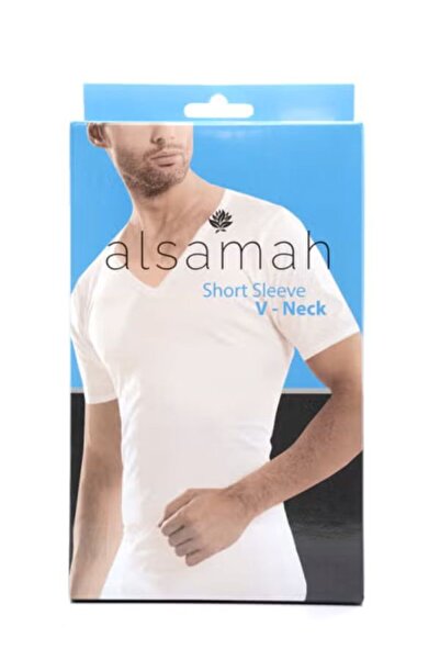 ALSMAHA undershirt 100% Cotton V Neck Short Sleeve