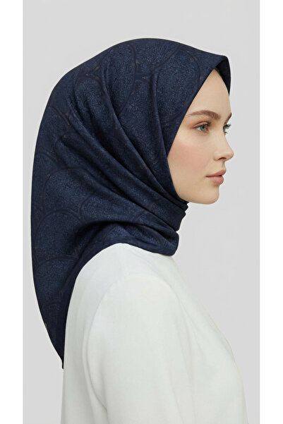 Karaca Yelpaze Patterned Rayon Scarf - Dark Blue