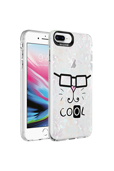 Giz Story iPhone 8 Plus Case Marble Pattern Gzst Marbello Cover - White