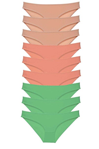 Mestore طقم سراويل داخلية نسائية من الليكرا مكونة من 9 قطع، لون أخضر فاتح