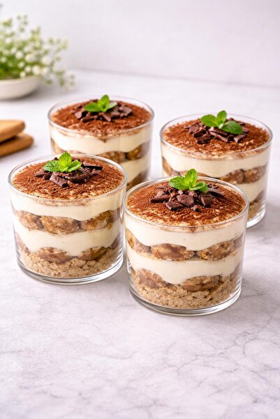 ENYAZA(2024) 4'Lü Cam Magnolya Kasesi Tatlı Kasesi Tatlı Kup Kase 400 Cc