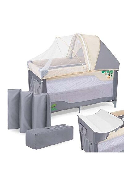 Mas سرير أطفال آمن ومريح 2 في 1 مع حواجز شبكية