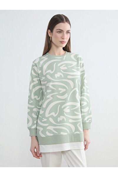 LC Waikiki Crew Neck Patterned Women's Sweatshirt Tunic