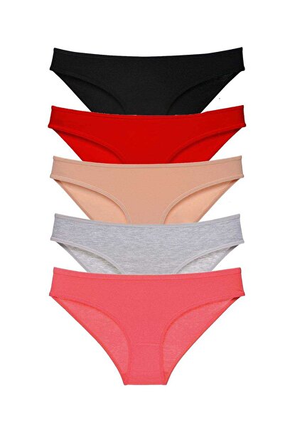 Mestore 5 Pieces Super Eco Set Lycra Women's Slip Panties Black Red Skin Gray...