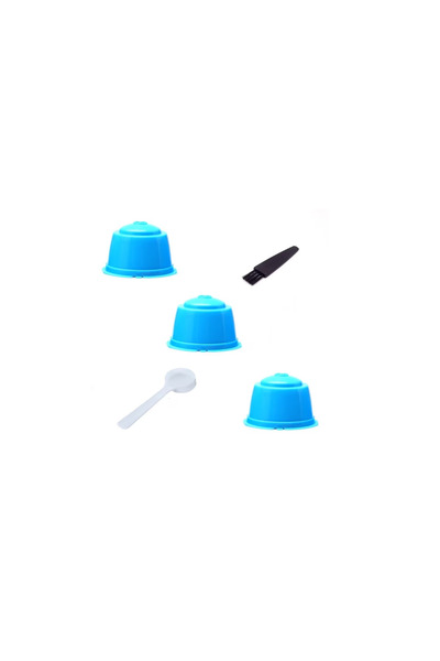 OEM Set of 3 coffee capsules, Dolce Gusto compatible, light blue, with brush ...