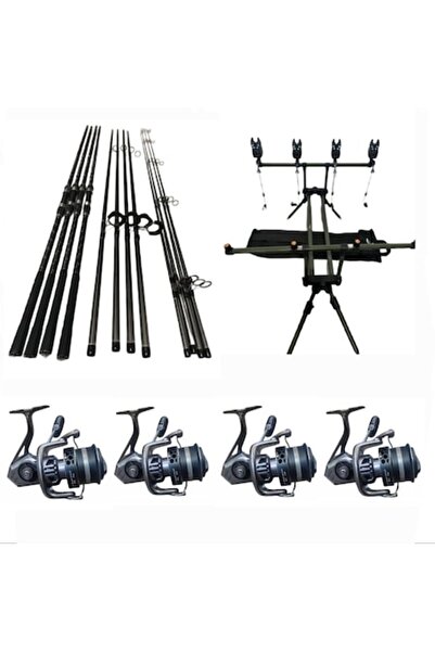 eastshark 4 Lansete Carbon 3, 90m,3 Segm,4 Mulinete Tambur 12.000 Metalic, Lo...