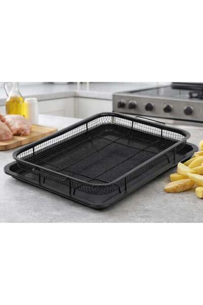 HOMEVEO صينية خبز احترافية من هوم فيو (حجم صغير) مع شبكة لتصفية الزيت