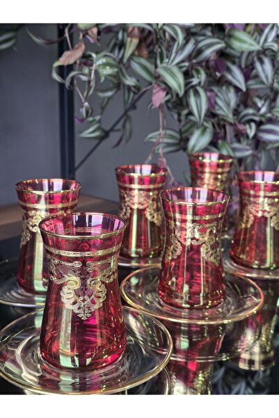 FERMATO Elizabet Red Luster 12-Piece Tea Set