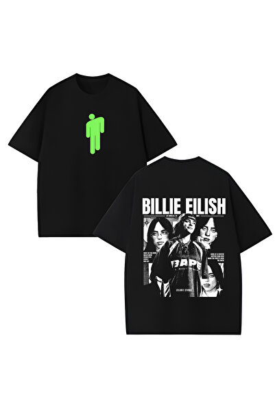 MAGORS Μπλουζάκι Billie Eilish με στάμπα Unisex Oversize, 100% βαμβακερό, μαύ...