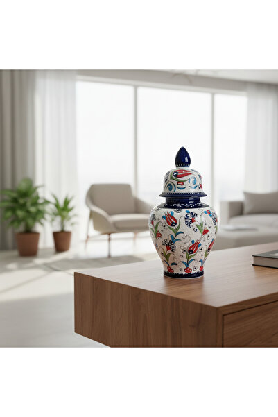 RGS HOMELİFE مزهرية شاه كوب تقليدية مصنوعة يدويًا من الخزف الصيني 24 سم