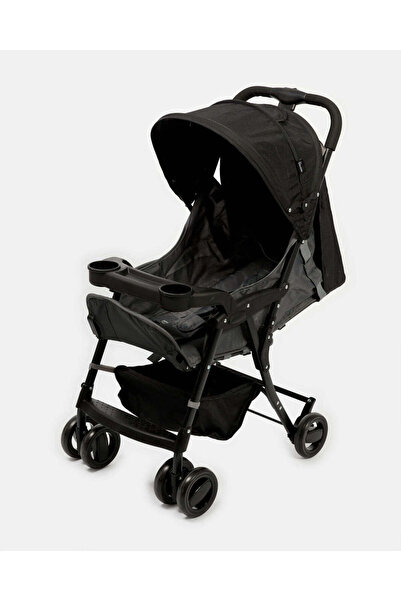 REDTAG عربة أطفال سوداء خفيفة الوزن مزودة بصينية