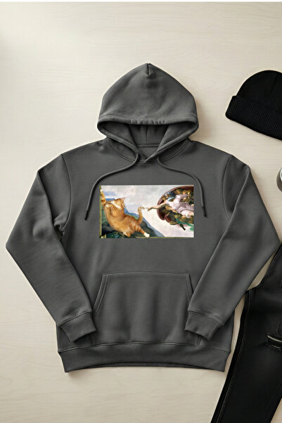 OXVİN Създаване на Tekir - Унисекс суитшърт с качулка, джоб тип кенгуру и 3-н...