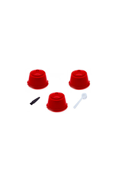 OEM Set 3 Capsule cafea, reutilizabile, compatibil Dolce Gusto, rosu, cu peri...
