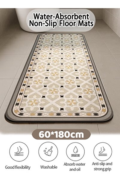 Generic سجادة مطبخ مانعة للانزلاق، مقاس 60 × 180 سم، سجادة حمام، سجادة أرضية ...