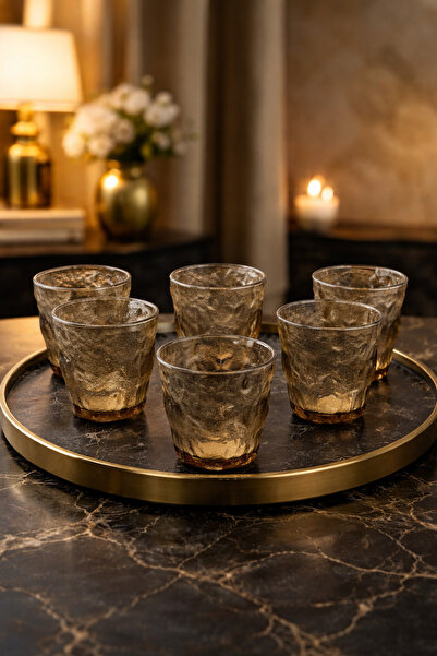 YzHome Set of 6 Small Frosted Glass Cups, Mugs, Cocktail and Soft Drink Glasses