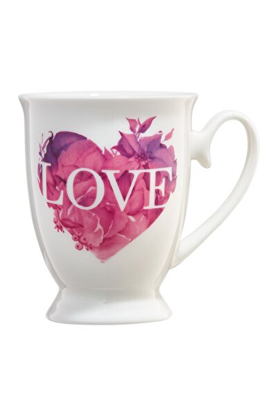 Ambition Ambition mug, pink heart pattern, porcelain, 300 ml, White with deco...