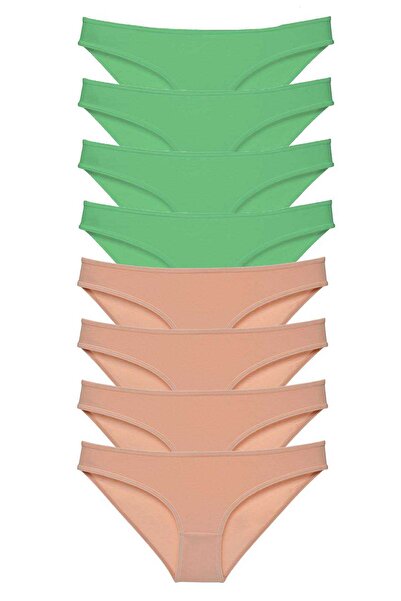 Mestore طقم سراويل داخلية نسائية من الليكرا مكونة من 8 قطع، لون أخضر