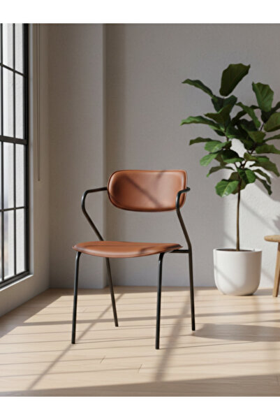 BEC13 كرسي مودرن بلمسة جلدية فاخرة وهيكل معدني متين