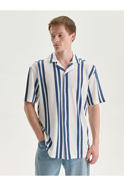 LC Waikiki Regular Fit Short Sleeve Striped Dobby Men's Shirt