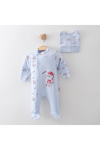 hobbe baby 2-Piece Jumpsuit Set 3 - 6 Months Printed Jumpsuit with Booties an...