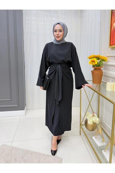 GK Set cu fustă din țesătură modală, cu legătură frontală