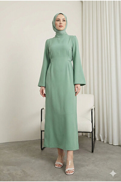 MODAQU Tie-Waist Long Dress with Back Zipper - Aqua Green